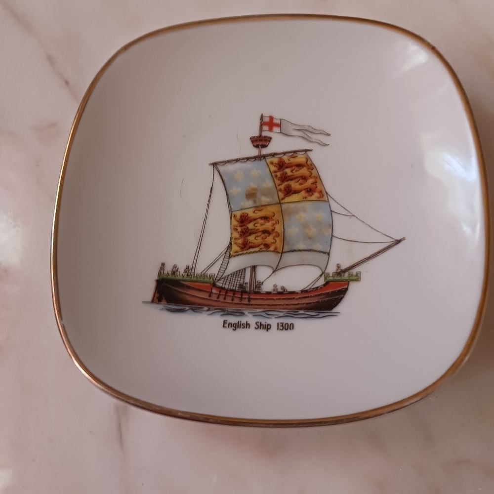 Vintage Harrod's Trinket Tray, 1960s Porcelain, Original Tag